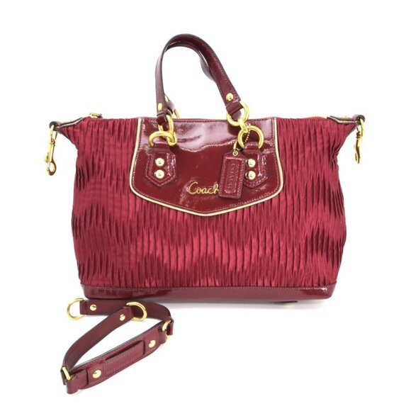 Coach Ashley Deep Red Gathered Shoulder Bag/Handbag Purse - Picture 1 of 16